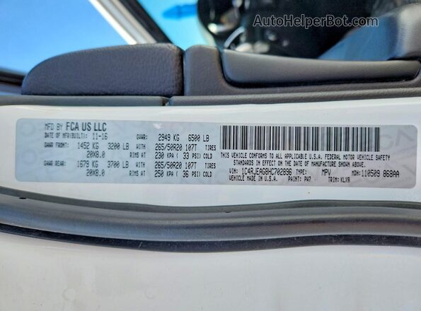 1C4RJEAG8HC702896 2017 JEEP GRAND White VIN sticker view
