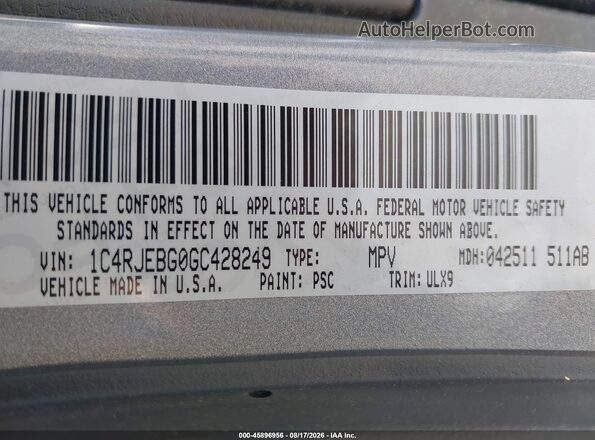 1C4RJEBG0GC428249 2016 JEEP GRAND CHEROKEE Silver Widok komory silnika