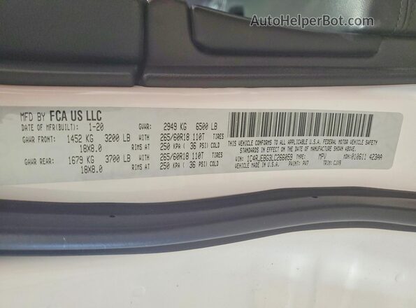 1C4RJEBG3LC266059 2020 JEEP GRAND White Widok wnętrza 360 stopni