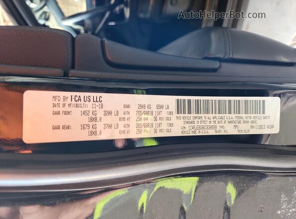 1C4RJEBG6KC630599 2019 JEEP GRAND Black VIN կոդի պիտակի տեսք