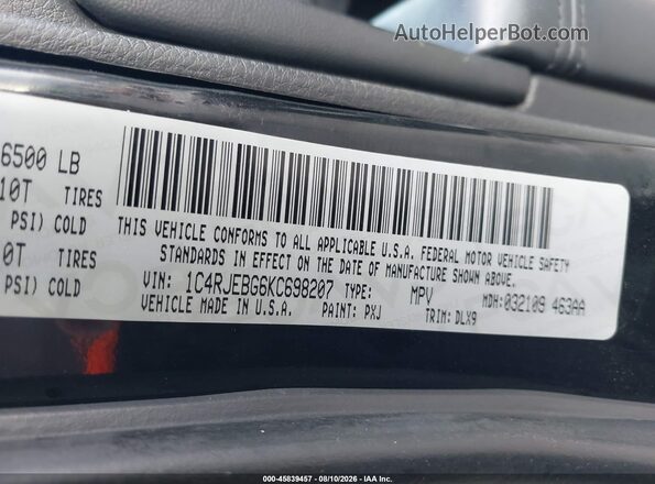 1C4RJEBG6KC698207 2019 JEEP GRAND CHEROKEE Black Engine compartment view