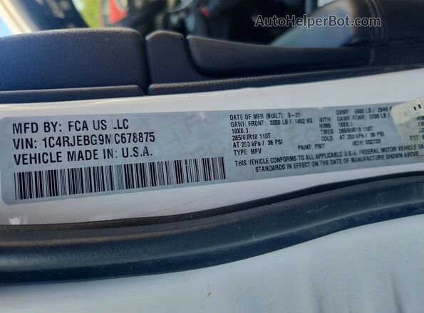 1C4RJEBG9MC678875 2021 JEEP GRAND White Սալոնի 360 աստիճան տեսք