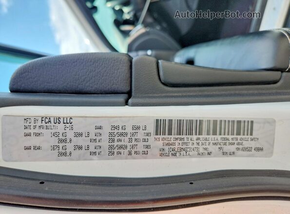 1C4RJEBM4GC314731 2016 JEEP GRAND White 360 interior view