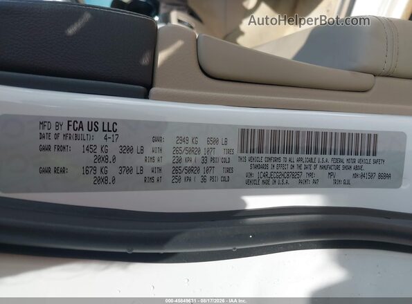 1C4RJECG2HC878257 2017 JEEP GRAND CHEROKEE White ძრავის განყოფილების ხედი