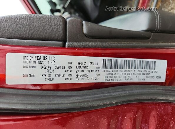 1C4RJFAG1LC211486 2020 JEEP GRAND Red Widok naklejki z numerem VIN
