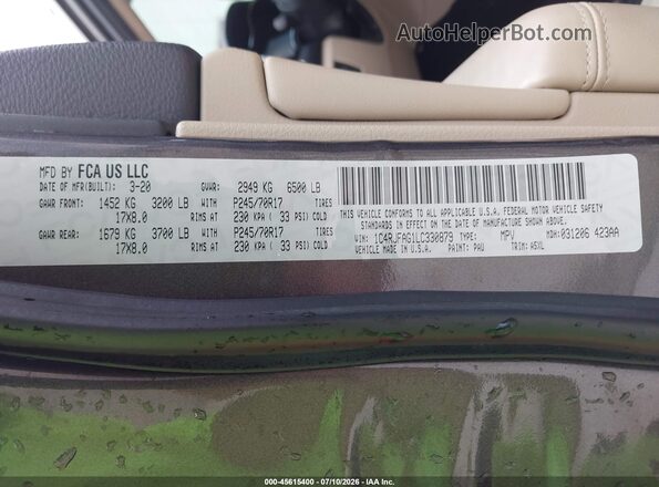 1C4RJFAG1LC330879 2020 JEEP GRAND CHEROKEE Gray Vista del compartimento del motor