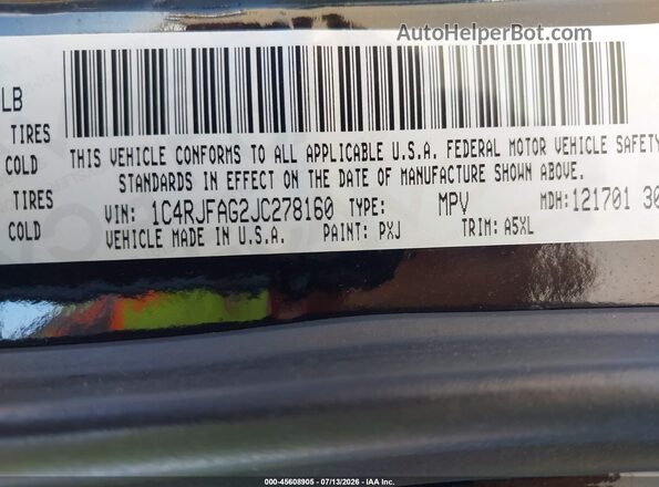 1C4RJFAG2JC278160 2018 JEEP GRAND CHEROKEE Black Vista del compartimento del motor