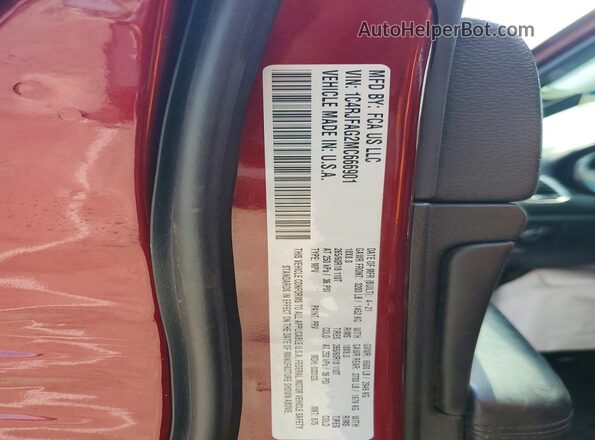 1C4RJFAG2MC666901 2021 JEEP GRAND Maroon VIN კოდის სტიკერის ხედი