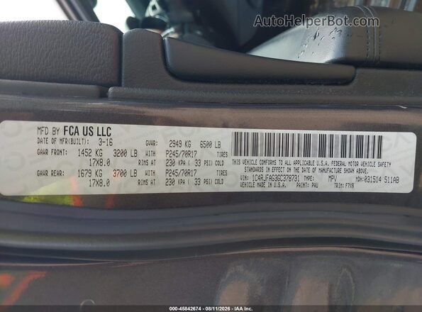 1C4RJFAG3GC378731 2016 JEEP GRAND CHEROKEE Gray Vista del compartimento del motor