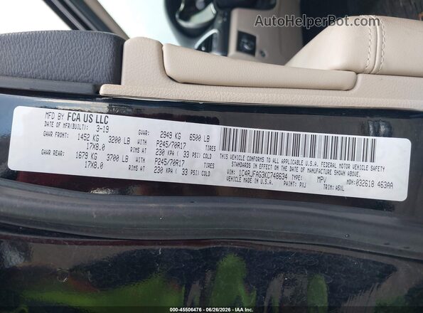 1C4RJFAG3KC748634 2019 JEEP GRAND CHEROKEE Black ძრავის განყოფილების ხედი