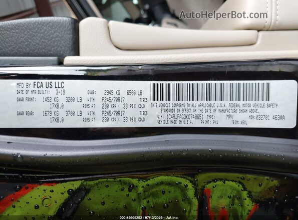 1C4RJFAG3KC748651 2019 JEEP GRAND CHEROKEE Черный Вид подкапотного пространства