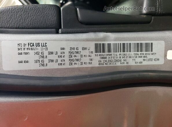 1C4RJFAG3LC208346 2020 JEEP GRAND Silver Вид підкапотного простору