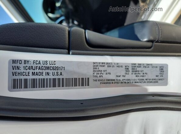 1C4RJFAG3MC620171 2021 JEEP GRAND Белый Вид подкапотного пространства