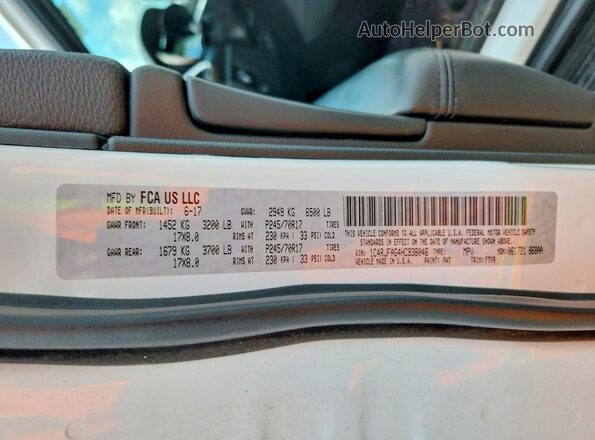 1C4RJFAG4HC938046 2017 JEEP GRAND White VIN sticker view