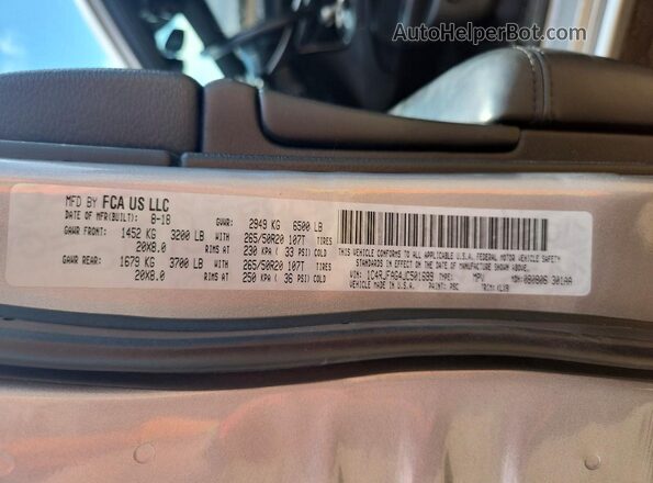 1C4RJFAG4JC501699 2018 JEEP GRAND Silver VIN sticker view