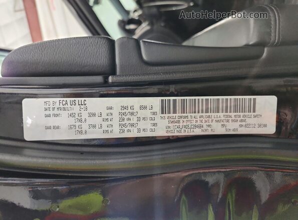 1C4RJFAG5JC284664 2018 JEEP GRAND Black Вид наклейки з VIN-кодом