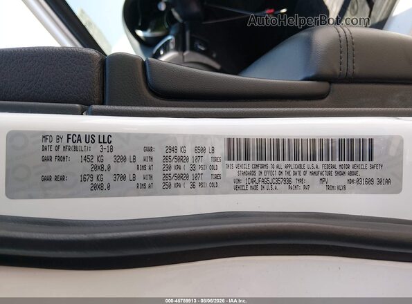 1C4RJFAG5JC357936 2018 JEEP GRAND CHEROKEE White Вид підкапотного простору
