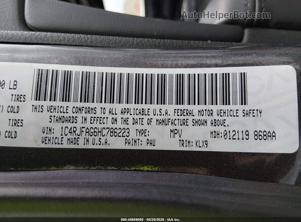 1C4RJFAG6HC786223 2017 JEEP GRAND CHEROKEE Gray Շարժիչի բաժամունքի տեսք
