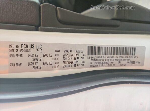 1C4RJFAG7KC840927 2019 JEEP GRAND White ძრავის განყოფილების ხედი