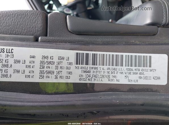 1C4RJFAG7LC207426 2020 JEEP GRAND CHEROKEE Gray Widok komory silnika