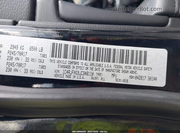 1C4RJFAG9JC348110 2018 JEEP GRAND CHEROKEE Черный Вид подкапотного пространства