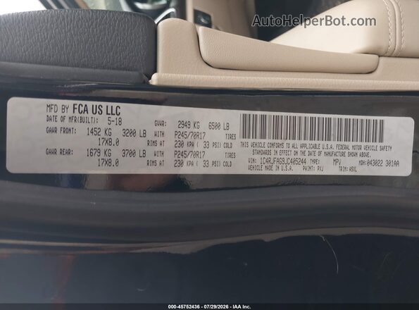 1C4RJFAG9JC405244 2018 JEEP GRAND CHEROKEE Black Շարժիչի բաժամունքի տեսք