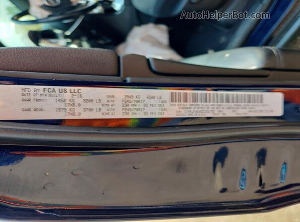 1C4RJFAGXGC332782 2016 JEEP GRAND Blue Вид наклейки з VIN-кодом