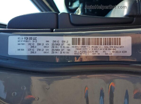 1C4RJFAGXLC210174 2020 JEEP GRAND Серый Панорамный вид салона 360°