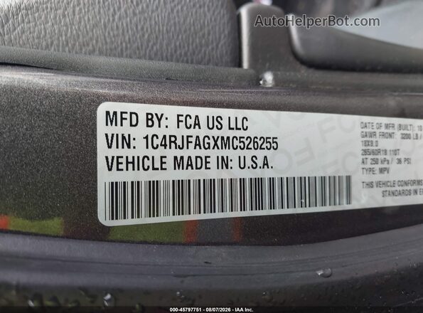 1C4RJFAGXMC526255 2021 JEEP GRAND CHEROKEE Gray Engine compartment view