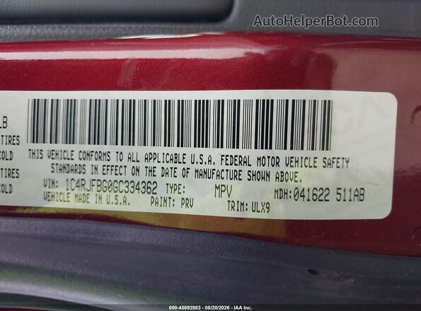 1C4RJFBG0GC334362 2016 JEEP GRAND CHEROKEE Red Widok komory silnika