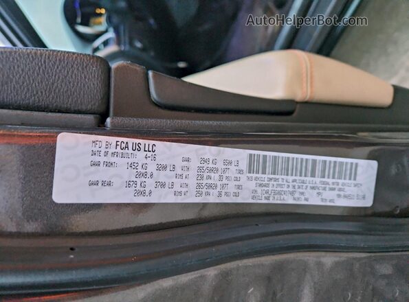1C4RJFBG0GC417497 2016 JEEP GRAND Gray Вид підкапотного простору