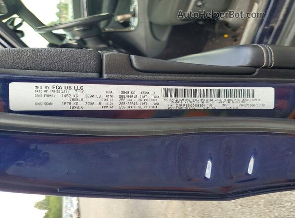 1C4RJFBG0GC496864 2016 JEEP GRAND Blue Vista de la etiqueta del VIN