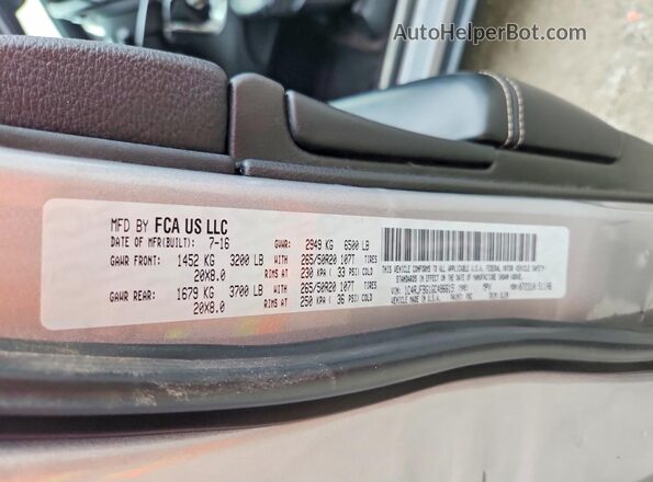 1C4RJFBG1GC496615 2016 JEEP GRAND Silver VIN კოდის სტიკერის ხედი