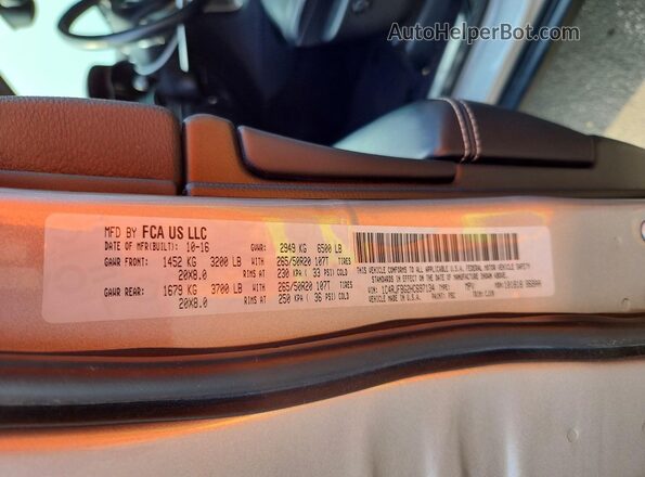 1C4RJFBG2HC697134 2017 JEEP GRAND Silver VIN კოდის სტიკერის ხედი
