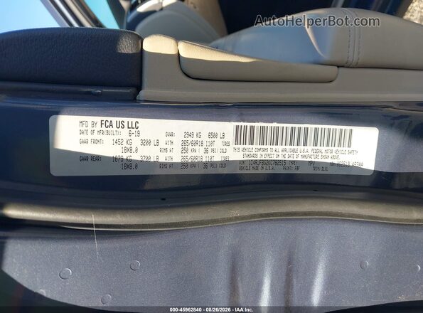 1C4RJFBG2KC782515 2019 JEEP GRAND CHEROKEE Blue ძრავის განყოფილების ხედი