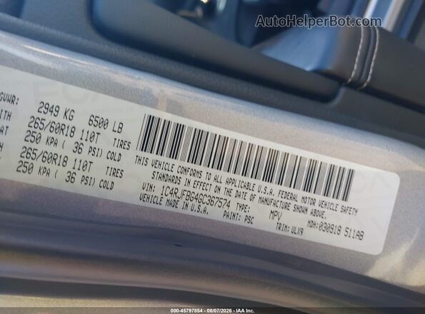 1C4RJFBG4GC367574 2016 JEEP GRAND CHEROKEE Gray Widok komory silnika