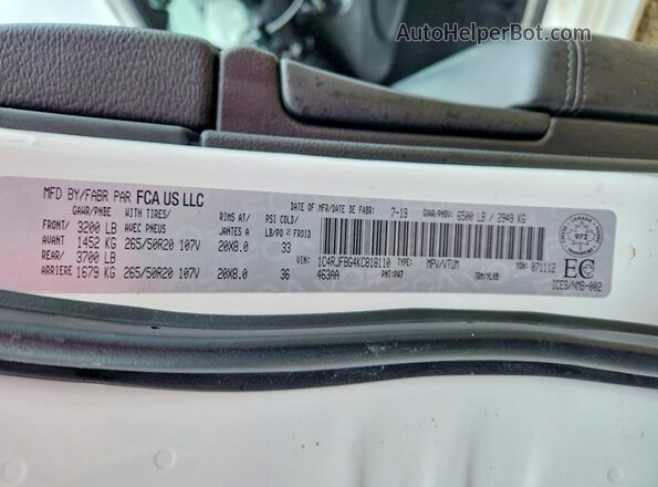 1C4RJFBG4KC818110 2019 JEEP GRAND White სალონის 360-გრადუსიანი ხედი