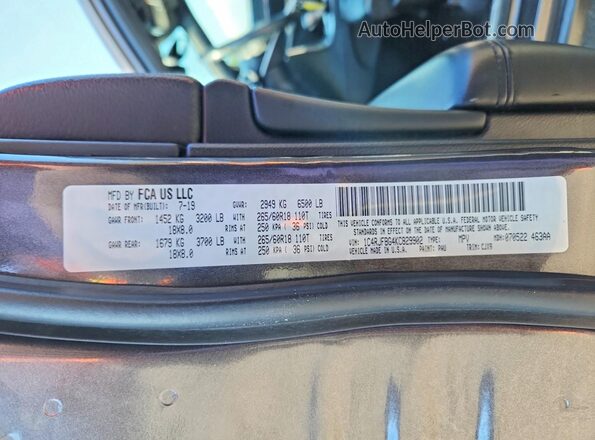 1C4RJFBG4KC829902 2019 JEEP GRAND Gray Vista de la etiqueta del VIN