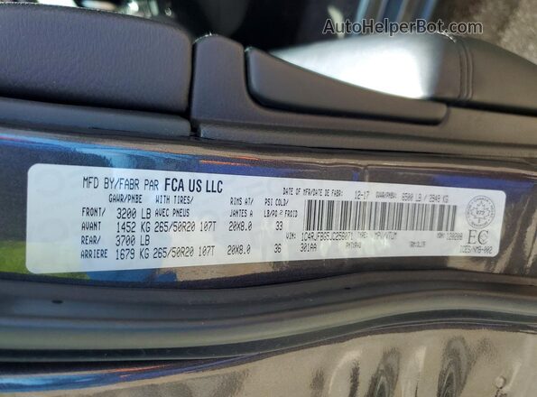 1C4RJFBG5JC256071 2018 JEEP GRAND Gray Вид наклейки з VIN-кодом