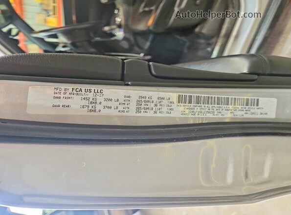 1C4RJFBG6JC256239 2018 JEEP GRAND Silver VIN კოდის სტიკერის ხედი