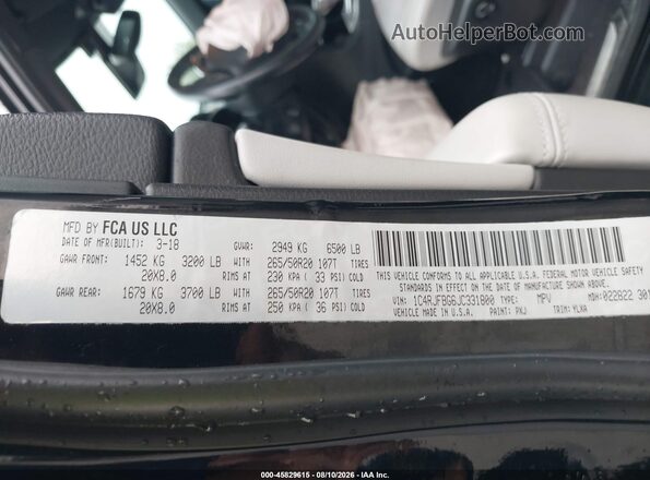 1C4RJFBG6JC331800 2018 JEEP GRAND CHEROKEE Black Engine compartment view