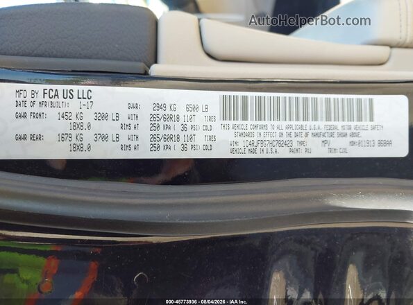1C4RJFBG7HC782423 2017 JEEP GRAND CHEROKEE Black Vista del compartimento del motor