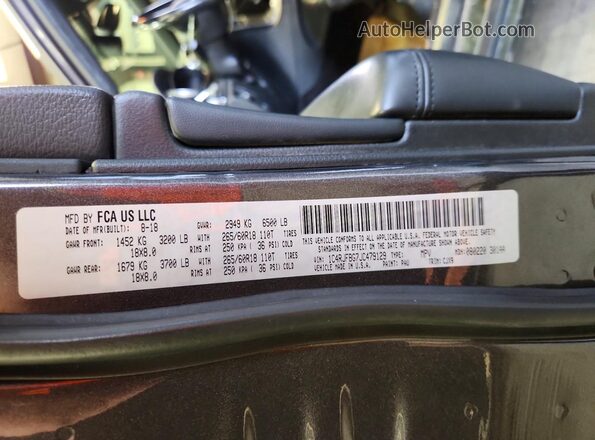 1C4RJFBG7JC479129 2018 JEEP GRAND Gray Вид наклейки з VIN-кодом