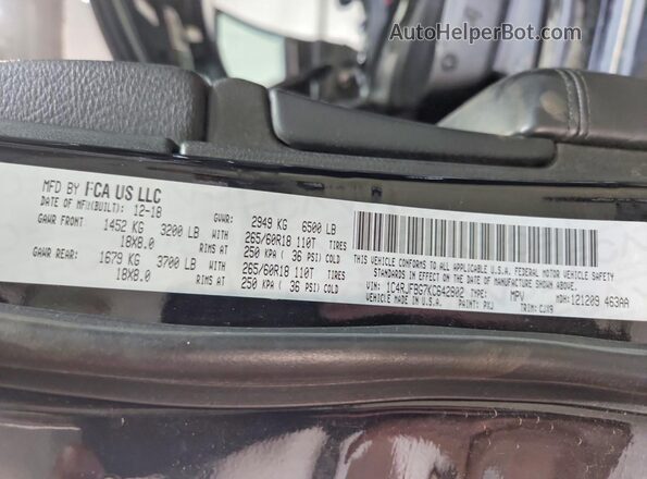 1C4RJFBG7KC642802 2019 JEEP GRAND Черный Вид подкапотного пространства