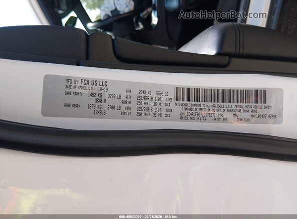 1C4RJFBG7LC176371 2020 JEEP GRAND CHEROKEE Белый Вид подкапотного пространства