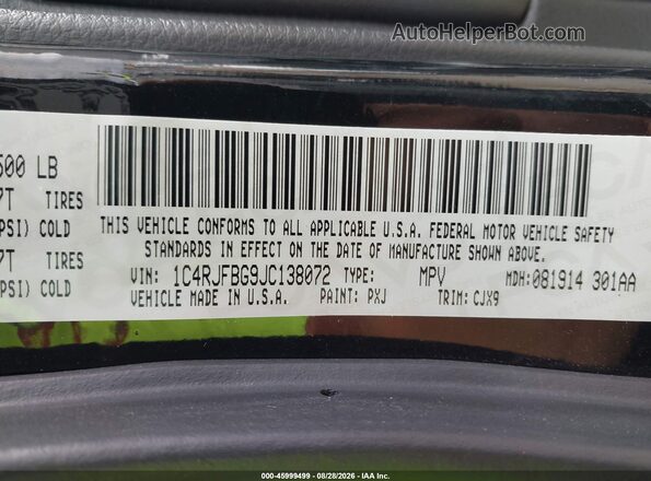 1C4RJFBG9JC138072 2018 JEEP GRAND CHEROKEE Black Engine compartment view