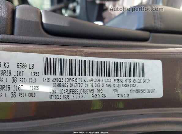 1C4RJFBG9JC489709 2018 JEEP GRAND CHEROKEE Brown Widok komory silnika