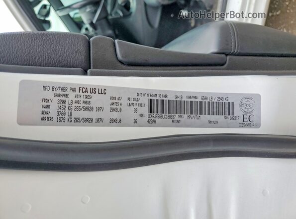 1C4RJFBG9LC188697 2020 JEEP GRAND White Vista de la etiqueta del VIN