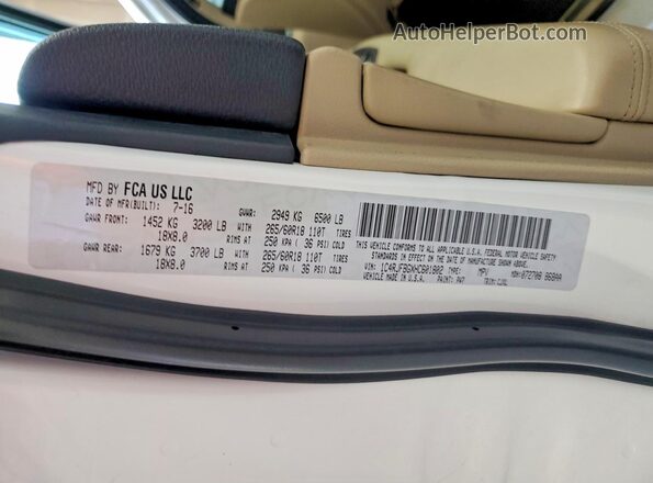 1C4RJFBGXHC601802 2017 JEEP GRAND White Widok naklejki z numerem VIN