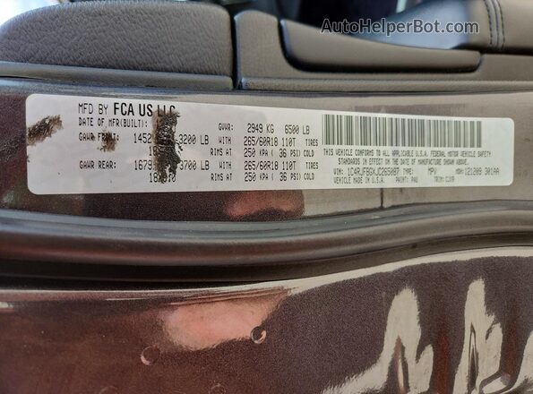 1C4RJFBGXJC265087 2018 JEEP GRAND Gray Widok naklejki z numerem VIN